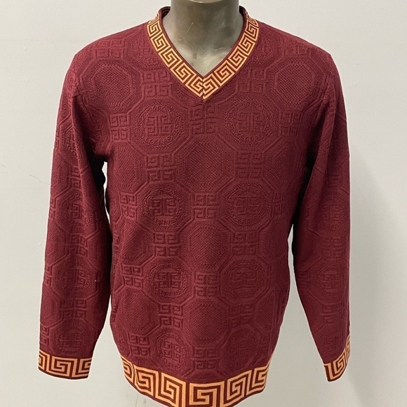 Prestige sweater vneck pullover burgundy modern fit - Picture 1 of 3